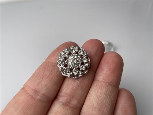 Smuk bling knap - i sølv, 32 mm